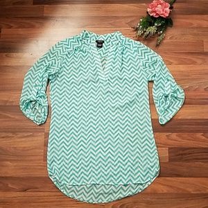 Rue 21 Chevron Teal Turquoise blouse
